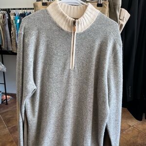 Raffi mens Cowl Neck Sweater in Gray and Cream